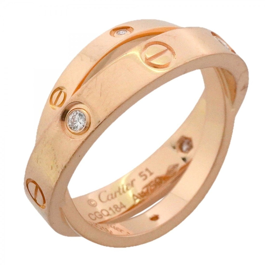 Cartier B-Love Ring, 6PD, 18KPG Pink Gold, Diamond, Size #51, Ladies' Ring: --- Catalog ---Category: SizeUS Size: 6Brand Size: 51Category: DesignType: Band ringStone: DiamondGender: WomenMaterial: Pink gold (18K)Category: GeneralBrand: Cartier--- Item List ---Section: Conditi
