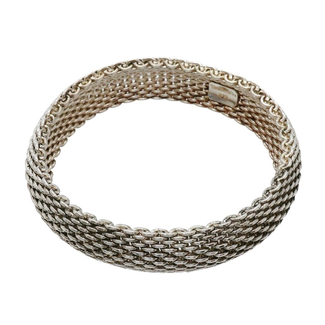 Tiffany & Co. Somerset Mesh Bangle, Sterling Silver 925, Men's Women's: --- Catalog ---Category: SizeLength: 19cm / 7.48''Category: DesignType: BangleGender: Men,WomenMaterial: Silver 925Category: GeneralBrand: Tiffany--- Item List ---Section: ConditionRanking: Rank AB Us