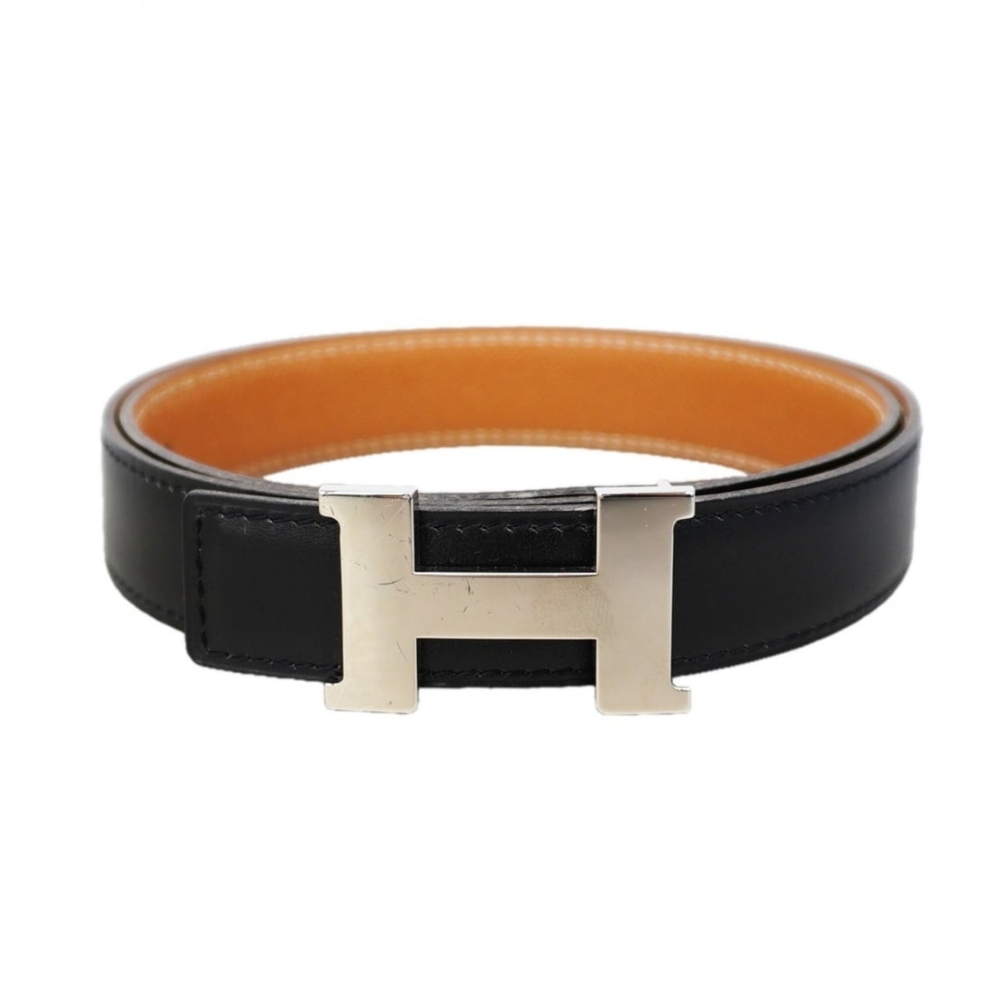 Hermes Constance Belt, Box Calf Courchevel Leather, Black/Natural, ?D Stamp, Women's (1 of 9)