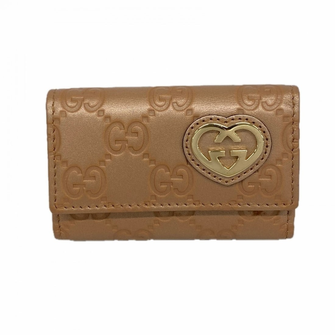 Gucci accessories/key case, Guccissima 257217, leather, pink champagne, women's.: --- Catalog ---Category: DesignType: KeycaseColor: PinkGender: WomenMaterial: Leather Category: GeneralMPN: 257217Brand: GucciCategory: Physical PropertiesSize (HxWxD): 7cm x 9.5cm x 2cm / 2.75'' x 3.