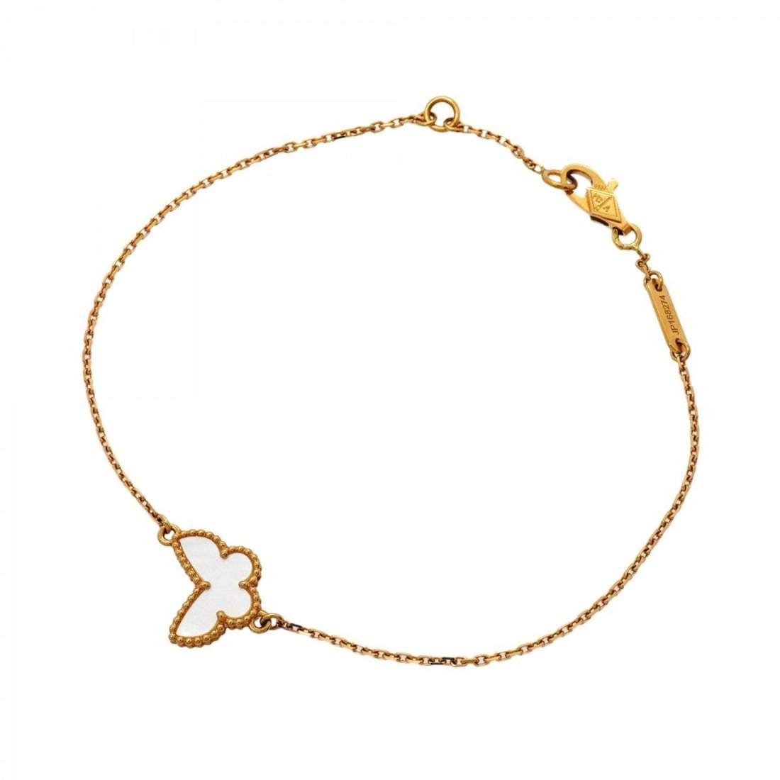 Van Cleef & Arpels Sweet Alhambra Papillon Bracelet, 18K Yellow Gold, Mother-of-Pearl, Ladies': --- Catalog ---Category: SizeLength: 17.5cm / 6.88''Category: DesignType: Charm braceletGender: WomenMaterial: Mother of pearl, Yellow gold (18K)Category: GeneralBrand: Van Cleef & Arpels--- Item List