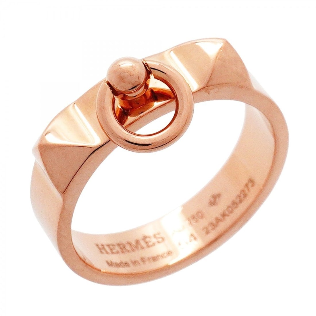 Hermes Collier de Chien PM Ring, 18K Pink Gold, Size 54, Women's, OP001680: --- Catalog ---Category: SizeUS Size: 7Brand Size: 54Category: DesignType: Band ringGender: WomenMaterial: Pink gold (18K)Category: GeneralBrand: Hermes--- Item List ---Section: ConditionRanking: Rank