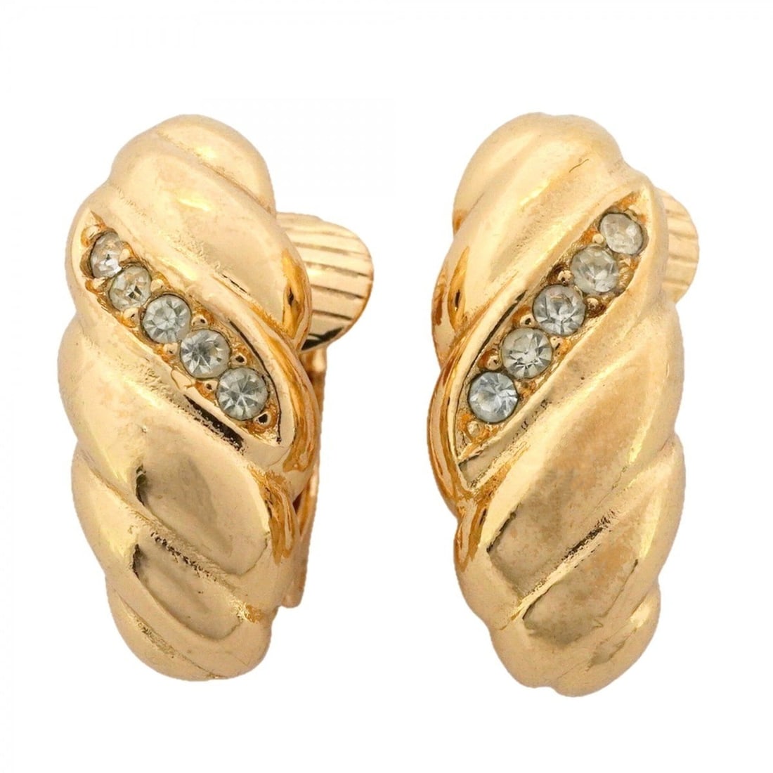 Christian Dior Earrings, GP Plated, Rhinestone, Gold, Women's: --- Catalog ---Category: SizeSize (HxWxD): 18.70mm x 8.10mm / 0.74'' x 0.32''Category: DesignType: Clip earringsColor: GoldGender: WomenMaterial: Gold plating, RhinestoneCategory: GeneralBrand: Christ