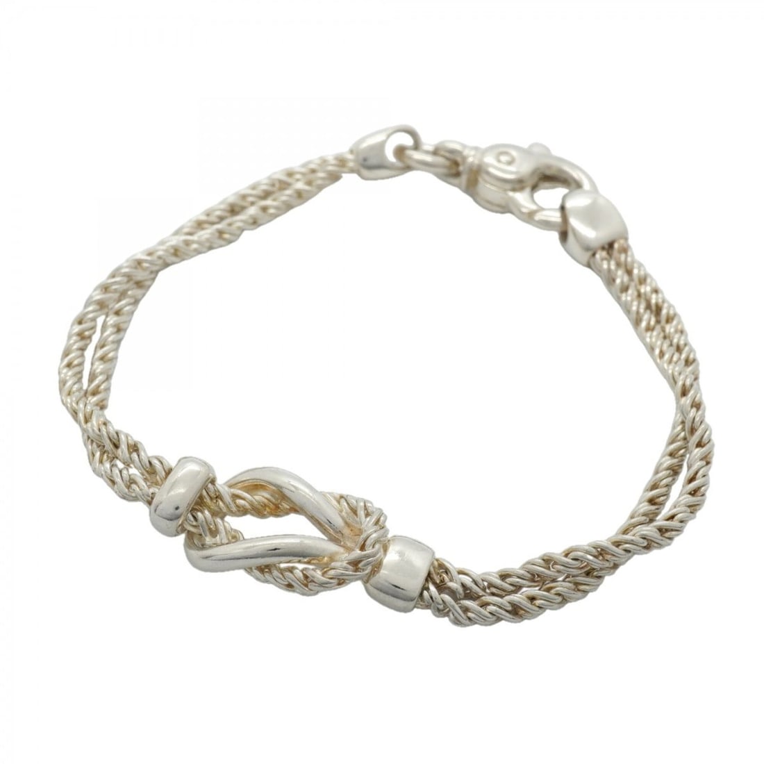 Tiffany & Co. Bracelet, Center Knot Double Rope, Sterling Silver 925, Men's Women's: --- Catalog ---Category: SizeLength: 17cm / 6.69''Category: DesignType: Charm braceletGender: Men,WomenMaterial: Silver 925Category: GeneralBrand: Tiffany--- Item List ---Section: ConditionRanking: Ra