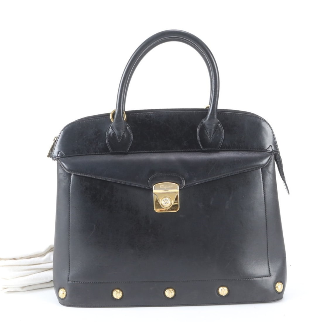 Salvatore Ferragamo Leather Handbag Tote Bag Black Brand Women's: --- Catalog ---Category: SizeSize (HxWxD): 30cm x 37cm x 11cm / 11.81'' x 14.56'' x 4.33''Category: DesignType: Handbag, Tote bagColor: BlackGender: WomenMaterial: Leather Category: GeneralBrand: Salv