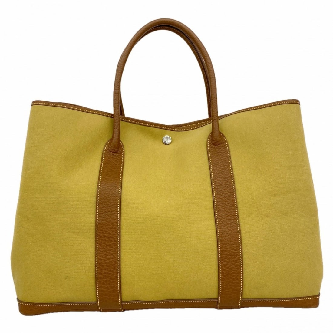 Hermes Garden GM Tote Bag, Toile Officier, Khaki Brown, ?L stamp, Men's/Women's: --- Catalog ---Category: SizeSize (HxWxD): 30.5cm x 43cm x 20.5cm / 12'' x 16.92'' x 8.07''Category: DesignType: Tote bagColor: Brown, KhakiGender: Men,WomenMaterial: Toile officier Hardware Color: Si