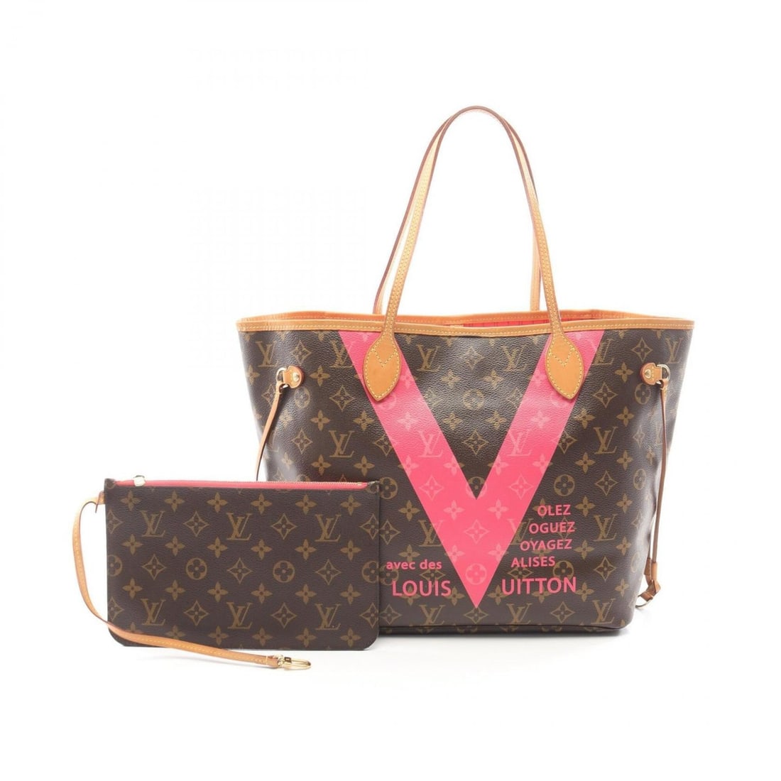 Louis Vuitton Neverfull MM Monogram V Grenade Tote Bag Handbag Coated Canvas Leather Women's: --- Catalog ---Category: SizeSize (HxWxD): 28cm x 32cm x 17cm / 11.02'' x 12.59'' x 6.69''Category: DesignType: Handbag, Tote bagColor: Brown, Grenade, Monogram, PinkGender: WomenMaterial: Monogram , 