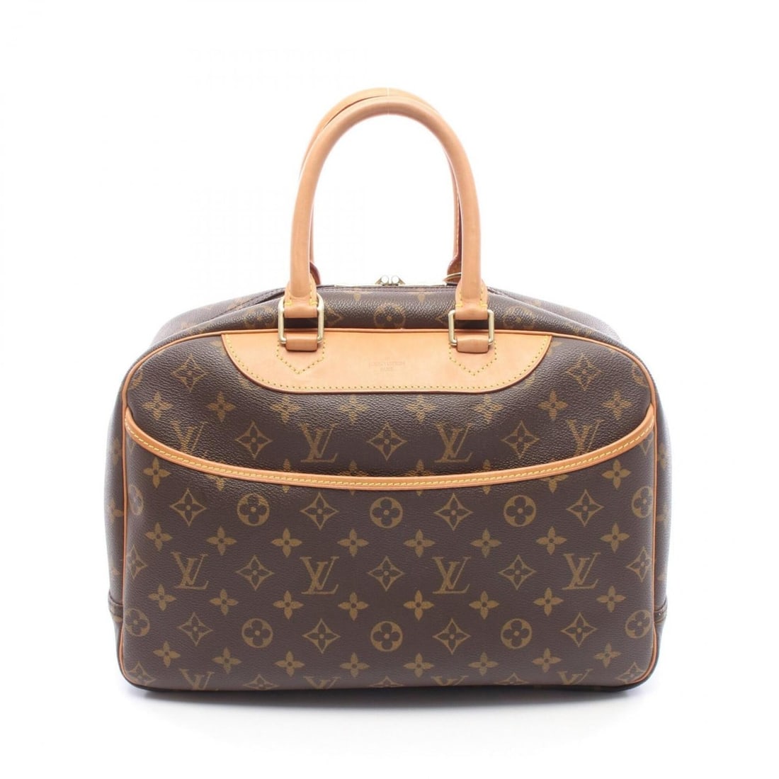 Louis Vuitton Deauville Bowling Vanity Handbag, Coated Canvas and Leather, Monogram Pattern,: --- Catalog ---Category: SizeSize (HxWxD): 25cm x 35cm x 14cm / 9.84'' x 13.77'' x 5.51''Category: DesignType: HandbagColor: Brown, MonogramGender: WomenMaterial: Coated canvas , Leather Category: Gen