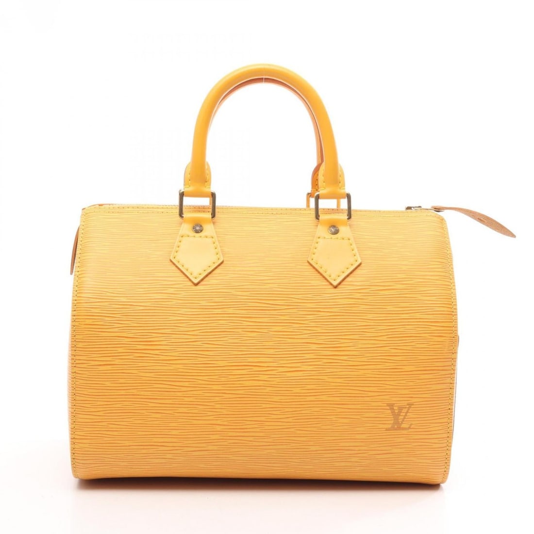 Louis Vuitton Speedy 25 Handbag, Leather, Epi Women's, Yellow, M43019: --- Catalog ---Category: SizeSize (HxWxD): 19cm x 27cm x 15cm / 7.48'' x 10.62'' x 5.9''Category: DesignType: HandbagColor: YellowGender: WomenMaterial: Epi leather Category: GeneralMPN: M43019Brand: 