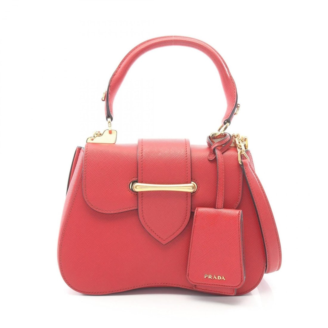 Prada Sydney 2-Way Handbag, Saffiano Leather, Women's, Red (1BN011): --- Catalog ---Category: SizeSize (HxWxD): 16cm x 23cm x 8.5cm / 6.29'' x 9.05'' x 3.34''Category: DesignType: HandbagColor: Red colorGender: WomenMaterial: Saffiano Category: GeneralMPN: 1BN011Brand: