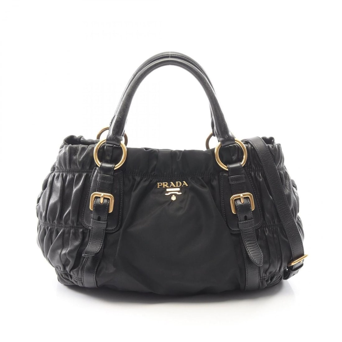 Prada PRADA Gathered 2-Way Tote Bag Handbag Nylon Leather Women's Black: --- Catalog ---Category: SizeSize (HxWxD): 23cm x 30cm x 13cm / 9.05'' x 11.81'' x 5.11''Category: DesignType: Handbag, Tote bagColor: BlackGender: WomenMaterial: Nylon , Leather Category: GeneralBran