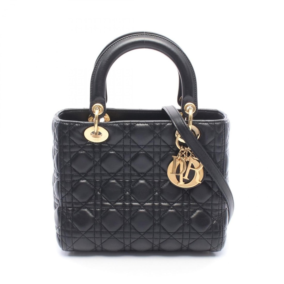 Christian Dior Dior LADY DIOR Cannage 2-Way Handbag, Leather, Women's, Black: --- Catalog ---Category: SizeSize (HxWxD): 20cm x 24cm x 11cm / 7.87'' x 9.44'' x 4.33''Category: DesignType: HandbagColor: BlackGender: WomenMaterial: Leather Category: GeneralBrand: Christian Dior--