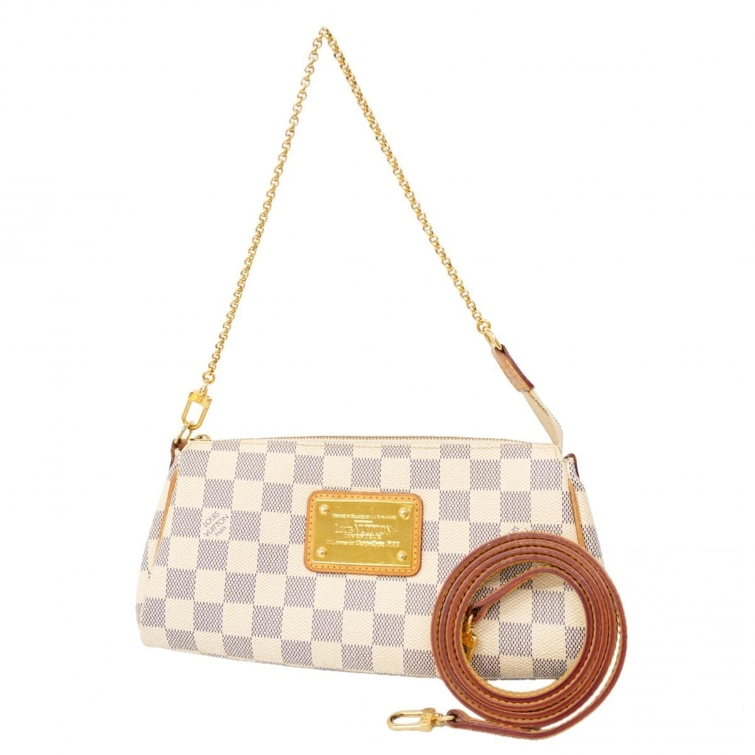 Louis Vuitton Damier Azur Eva Handbag N55214 White 2-way bag for women: --- Catalog ---Category: SizeSize (HxWxD): 12.5cm x 25cm x 4.5cm / 4.92'' x 9.84'' x 1.77''Category: DesignType: HandbagColor: WhiteGender: WomenCategory: GeneralMPN: N55214Brand: Louis Vuitton--- Ite