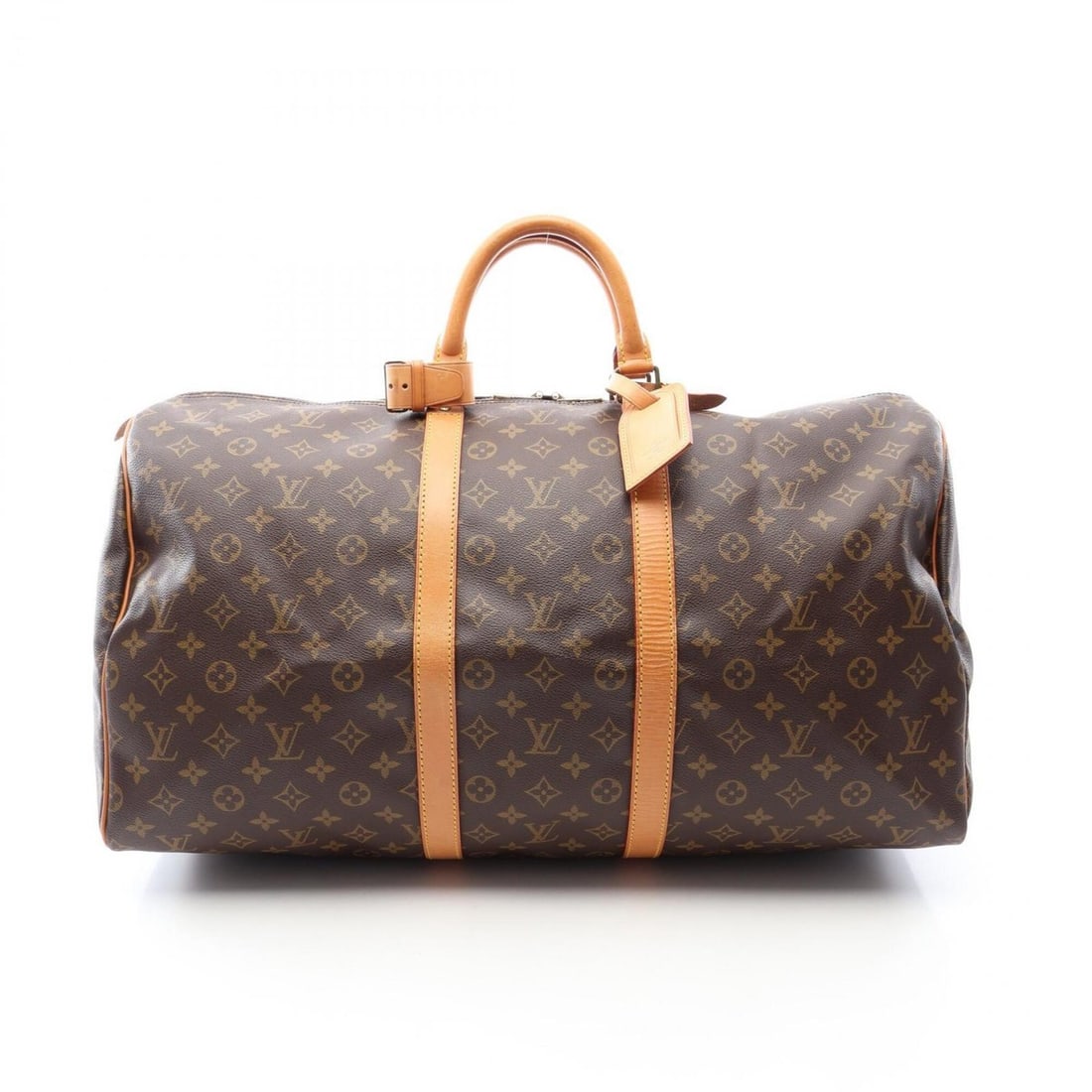 Louis Vuitton Keepall 55 Boston Bag Handbag, Coated Canvas and Leather, Monogram Pattern, Men's: --- Catalog ---Category: SizeSize (HxWxD): 30cm x 56cm x 25cm / 11.81'' x 22.04'' x 9.84''Category: DesignType: Boston bag, HandbagColor: Brown, MonogramGender: Men,WomenMaterial: Coated canvas , Leat