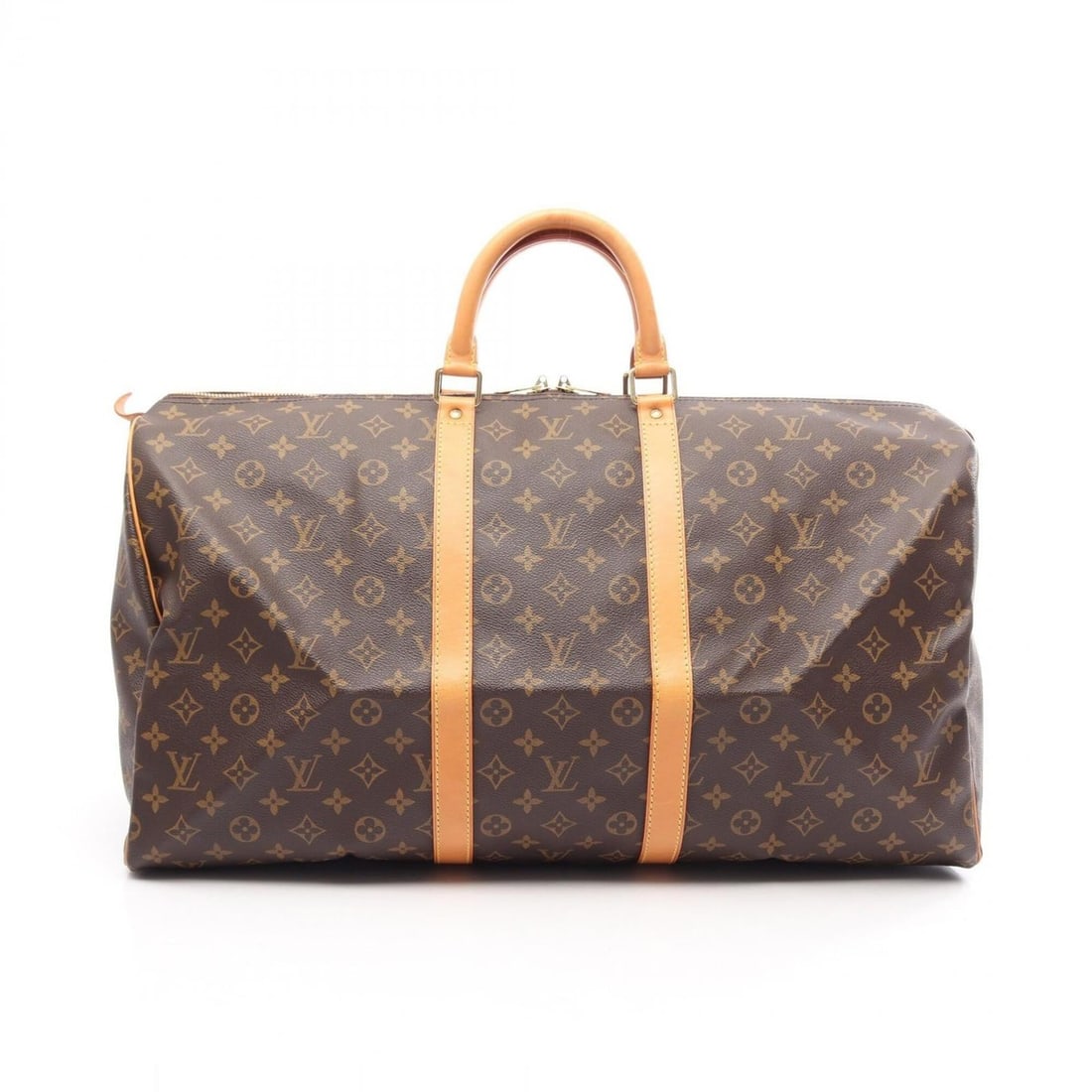 Louis Vuitton Keepall 55 Boston Bag Handbag, Coated Canvas and Leather, Monogram Pattern, Men's: --- Catalog ---Category: SizeSize (HxWxD): 30cm x 56cm x 25cm / 11.81'' x 22.04'' x 9.84''Category: DesignType: Boston bag, HandbagColor: Brown, MonogramGender: Men,WomenMaterial: Coated canvas , Leat