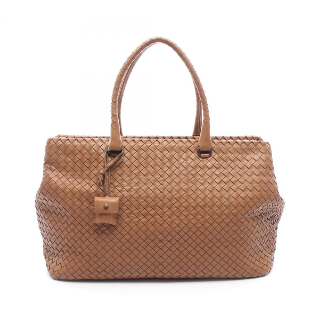 Bottega Veneta Intrecciato Large Tote Bag Handbag, Lambskin Leather, Women's, Brown (1 of 10)