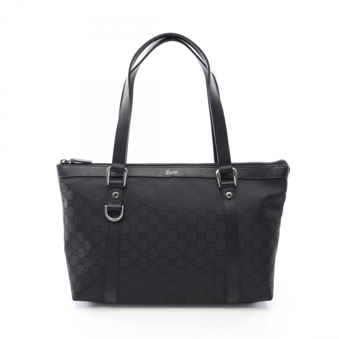 Gucci Abbey GG Nylon Tote Bag Handbag, Leather, Women's, Black, 268640: --- Catalog ---Category: SizeSize (HxWxD): 21cm x 31cm x 12cm / 8.26'' x 12.2'' x 4.72''Category: DesignType: Handbag, Tote bagColor: BlackGender: WomenMaterial: Nylon , Leather Category: GeneralMPN: 