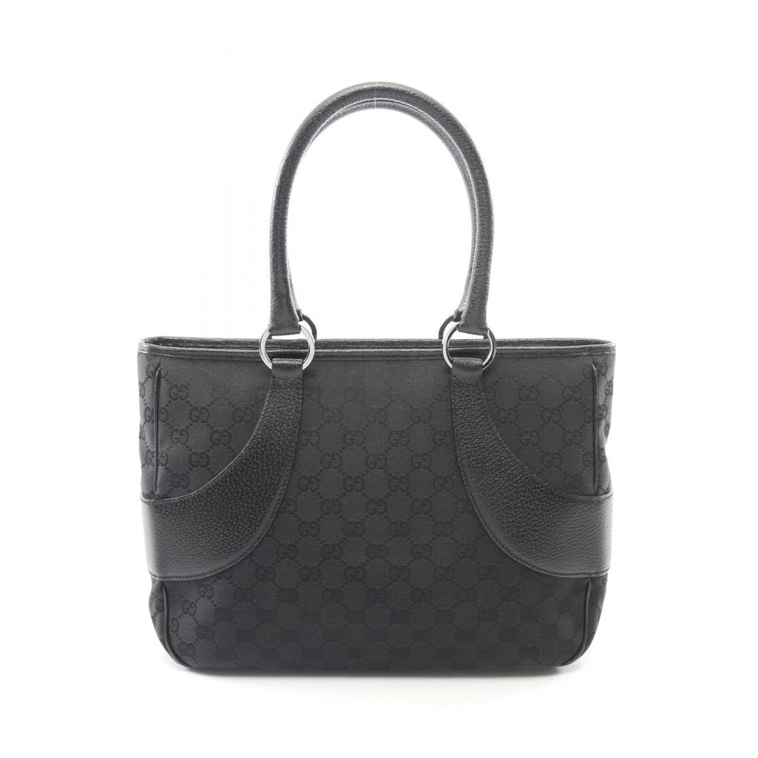 Gucci GG Canvas Handbag, and Leather, Women's, Black, 113011: --- Catalog ---Category: SizeSize (HxWxD): 24cm x 31.5cm x 10cm / 9.44'' x 12.4'' x 3.93''Category: DesignType: HandbagColor: BlackGender: WomenMaterial: GG canvas , Leather Category: GeneralMPN: 1130