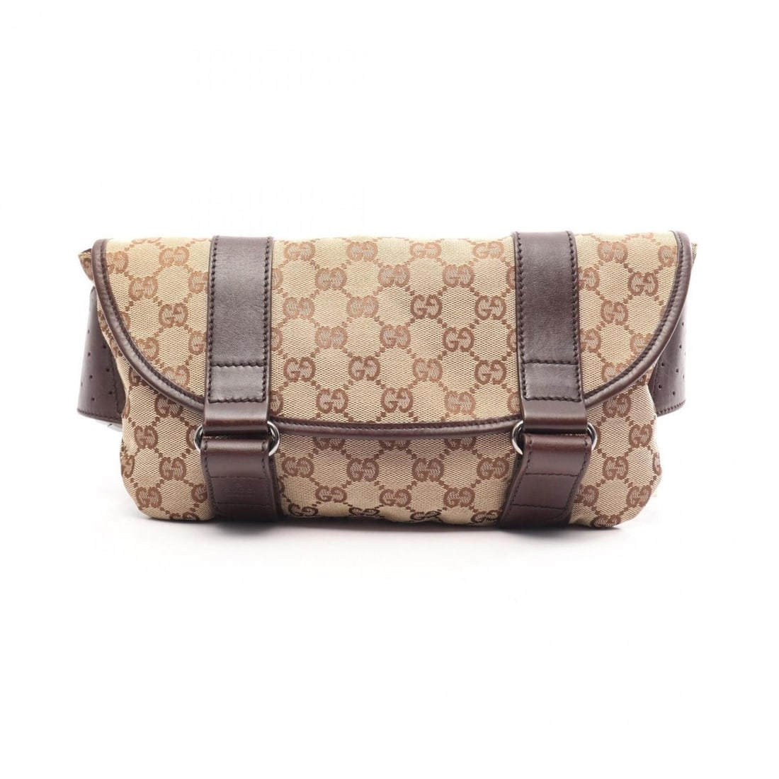 Gucci GG Canvas Waist Bag/Handbag, and Leather, Men's/Women's, Beige/Brown, 145851: --- Catalog ---Category: SizeSize (HxWxD): 17cm x 27cm x 2cm / 6.69'' x 10.62'' x 0.78''Category: DesignType: Fanny pack, HandbagColor: Beige, BrownGender: Men,WomenMaterial: GG canvas , Leather Categ