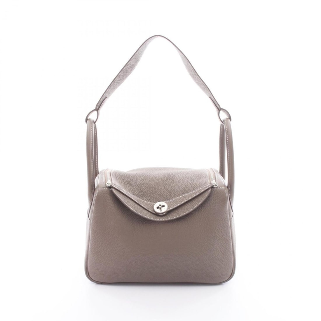 Hermes Lindy 30 Shoulder Bag/Handbag, Leather, Taurillon Clemence, Women's, Gray, 073426CK: --- Catalog ---Category: SizeSize (HxWxD): 20cm x 30cm x 15cm / 7.87'' x 11.81'' x 5.9''Category: DesignType: Handbag, Shoulder bagColor: Etoupe gray, GrayGender: WomenMaterial: Taurillon clemence lea