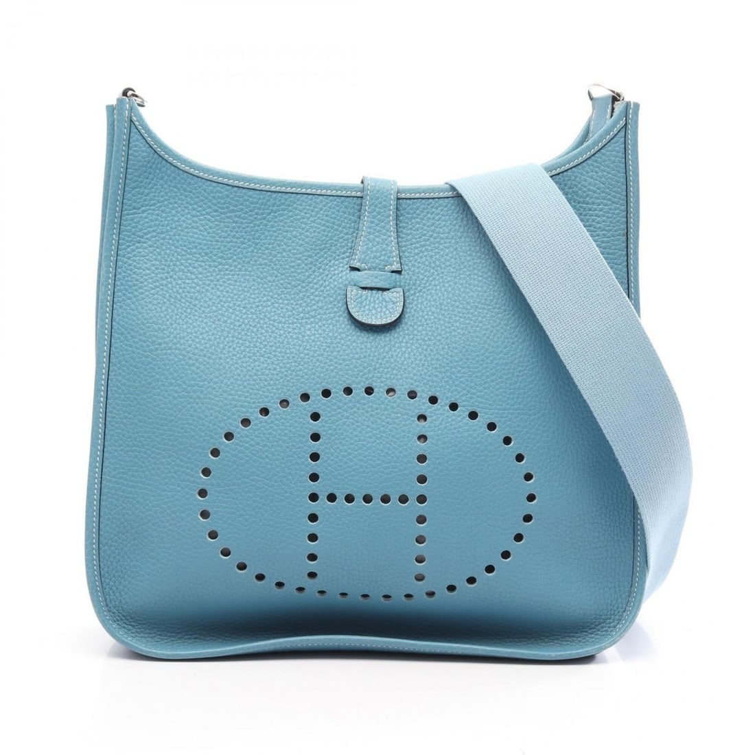 Hermes Evelyne 1 GM Blue Jean Shoulder Bag Handbag, Taurillon Clemence Leather, Women's,: --- Catalog ---Category: SizeSize (HxWxD): 31cm x 31cm x 7cm / 12.2'' x 12.2'' x 2.75''Category: DesignType: Shoulder bagColor: BlueGender: WomenMaterial: Taurillon clemence leather Category: GeneralB