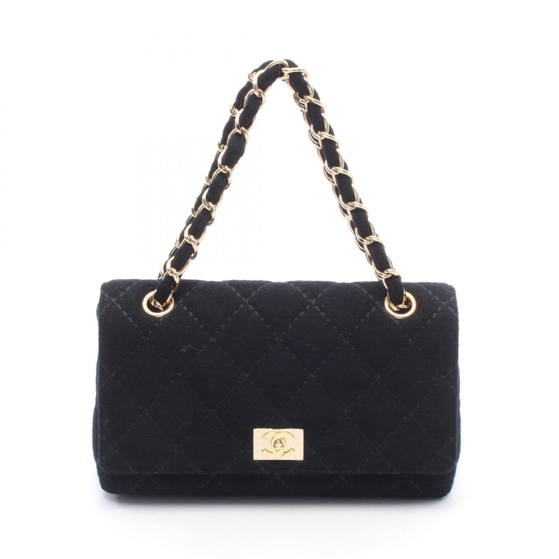 Chanel Wild Stitch Handbag, Cotton Jersey, Women's, Black: --- Catalog ---Category: SizeSize (HxWxD): 14cm x 23cm x 7.5cm / 5.51'' x 9.05'' x 2.95''Category: DesignType: HandbagColor: BlackGender: WomenMaterial: Jersey Category: GeneralBrand: Chanel--- Item L