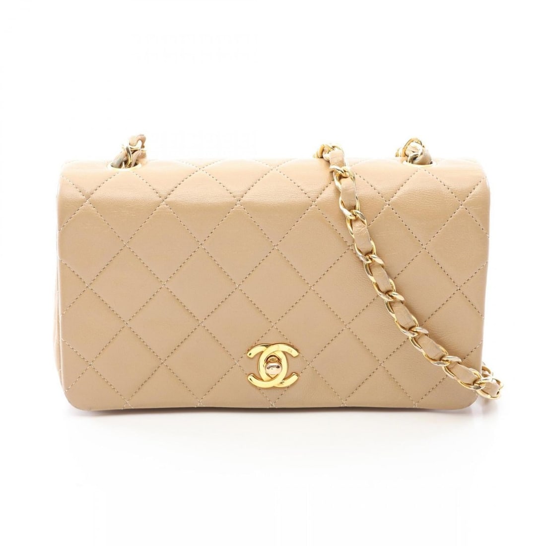 Chanel Mini Matelassé Full Flap Shoulder Bag/Handbag, Lambskin Leather, Women's, Beige: --- Catalog ---Category: SizeSize (HxWxD): 11cm x 19cm x 6cm / 4.33'' x 7.48'' x 2.36''Category: DesignType: Handbag, Shoulder bagColor: BeigeGender: WomenMaterial: Leather Leather/Fur Type: LambskinC