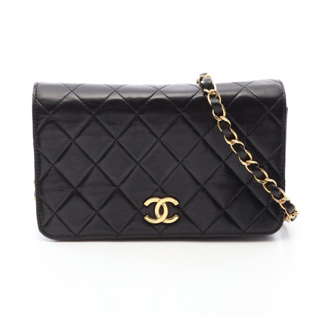 Chanel Mini Matelassé Push-Lock Full Flap Shoulder Bag/Handbag, Lambskin Leather, Women's, Black: --- Catalog ---Category: SizeSize (HxWxD): 11cm x 19cm x 5cm / 4.33'' x 7.48'' x 1.96''Category: DesignType: Handbag, Shoulder bagColor: BlackGender: WomenMaterial: Leather Leather/Fur Type: LambskinC