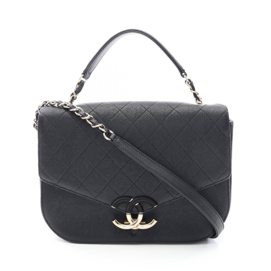 Chanel Matelassé Half Coco 2-Way Shoulder Bag/Handbag, Caviar Leather (Grained Calfskin), Women's,: --- Catalog ---Category: SizeSize (HxWxD): 18cm x 23cm x 6cm / 7.08'' x 9.05'' x 2.36''Category: DesignType: Handbag, Shoulder bagColor: BlackGender: WomenMaterial: Grained Calfskin Category: GeneralB