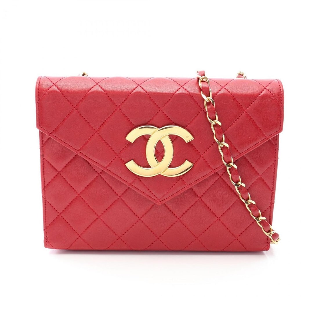 Chanel Matelassé Shoulder Bag/Handbag with Large Coco Mark, Lambskin Leather, Women's, Red: --- Catalog ---Category: SizeSize (HxWxD): 16cm x 21cm x 6cm / 6.29'' x 8.26'' x 2.36''Category: DesignType: Handbag, Shoulder bagColor: Red colorGender: WomenMaterial: Leather Leather/Fur Type: Lambs