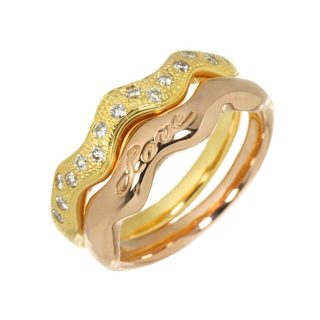 Yves Saint Laurent 1 Ring, 0.18ct Diamond, 18K YG PG Yellow Pink Gold 750: --- Catalog ---Category: SizeJP Size: 12US Size: 6.5Category: DesignType: Band ringGender: WomenMaterial: Pink gold (18K), Yellow gold (18K)Category: GeneralBrand: Yves Saint Laurent--- Item List ---S