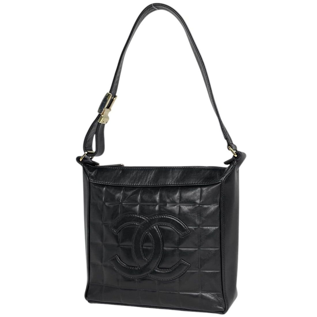 Chanel Chocolate Bar Shoulder Bag, Coco Mark Handbag, Leather, Black, Women's: --- Catalog ---Category: SizeSize (HxWxD): 18.5cm x 19cm x 7cm / 7.28'' x 7.48'' x 2.75''Category: DesignType: Handbag, Shoulder bagColor: BlackGender: WomenMaterial: Leather Category: GeneralBrand: C