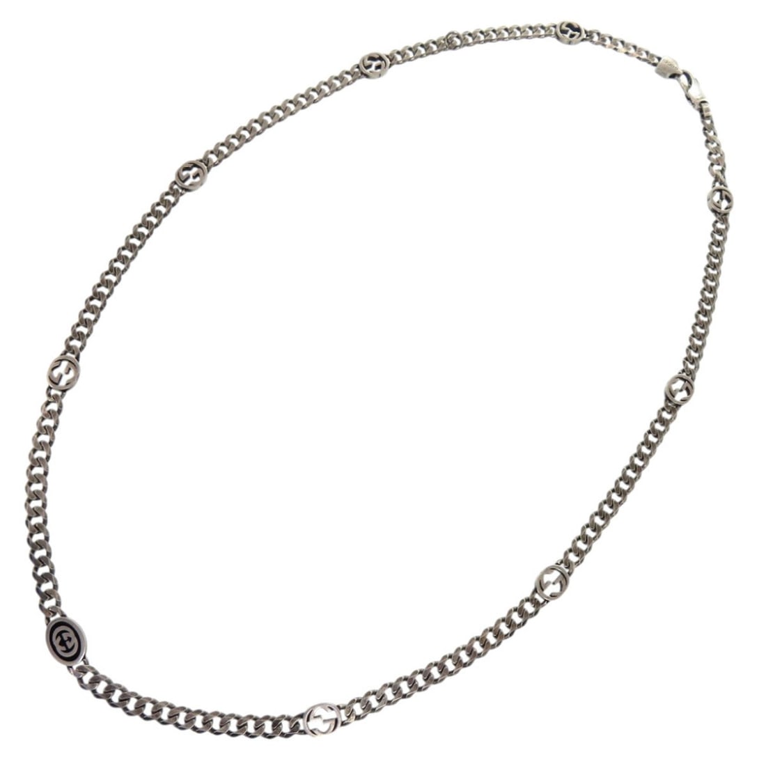 Gucci Interlocking G 925 Necklace, Sterling Silver 925, 0290, GUCCI, Men's: --- Catalog ---Category: SizePendant Size: 6mm x 10mm / 0.23'' x 0.39''Neck Circumference: 50.5 cm / 19.88''Category: DesignColor: SilverGender: Men,WomenMaterial: Silver 925Necklace Type: NecklaceCat