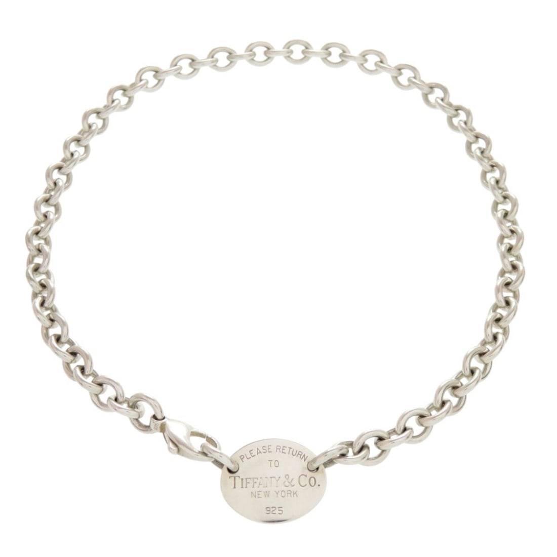 Tiffany & Co. Return to Oval Tag Necklace, Sterling Silver 925, 0805 (Men's): --- Catalog ---Category: DesignColor: SilverGender: Men,WomenMaterial: Silver 925Necklace Type: NecklaceCategory: GeneralBrand: Tiffany--- Item List ---Section: ConditionRanking: Rank AB Used - Traces