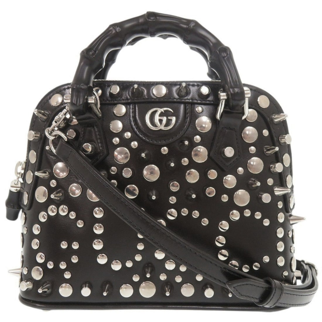 Gucci Diana Bamboo Studs 715775 Leather Black 2-Way Handbag Shoulder Bag 1103GUCCI: --- Catalog ---Category: SizeSize (HxWxD): 15cm x 19cm x 8cm / 5.9'' x 7.48'' x 3.14''Category: DesignType: Handbag, Shoulder bagColor: BlackGender: WomenMaterial: Leather Category: GeneralMPN: 715775