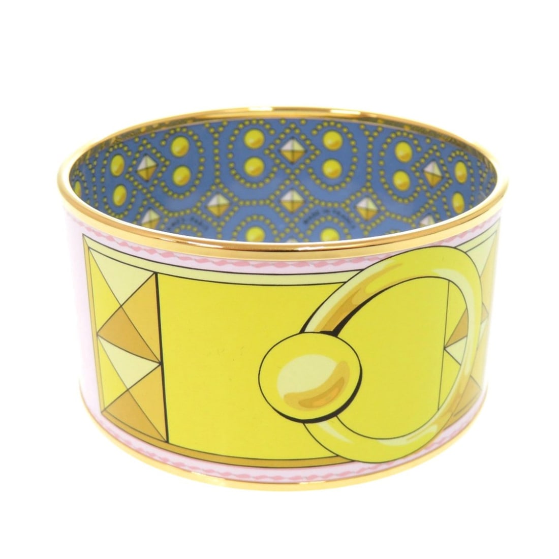 Hermes EMAGLE GM Collier de Chiens Yellow Bangle 1508 HERMES: --- Catalog ---Category: SizeLength: 21cm / 8.26''Category: DesignType: BangleColor: Blue, Pink, YellowGender: WomenMaterial: MetalCategory: GeneralMPN: H153317F F570Brand: HermesCountry of Origin: Fr