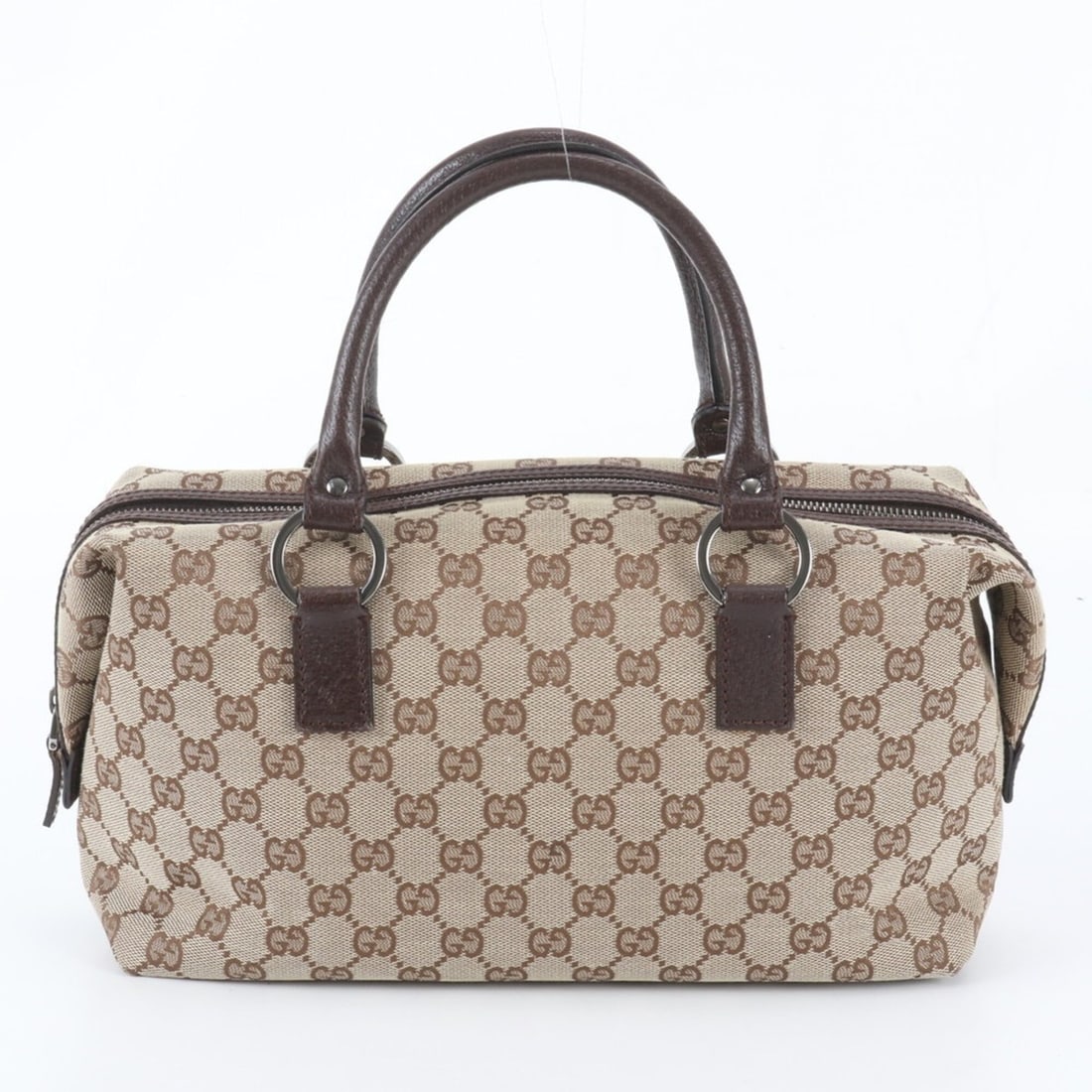 Gucci GG Canvas Mini Boston 113009 Leather Handbag Tote Bag Brown Women's: --- Catalog ---Category: SizeSize (HxWxD): 16cm x 30cm x 8cm / 6.29'' x 11.81'' x 3.14''Category: DesignType: Handbag, Tote bagColor: BrownGender: WomenMaterial: Leather , Canvas Category: GeneralBran