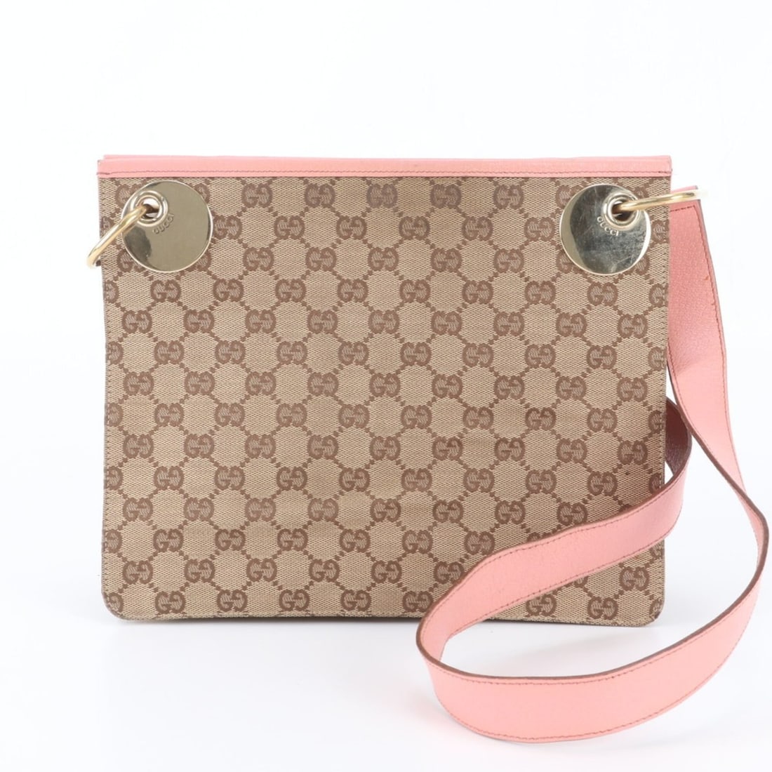Gucci GG Canvas 120841 Leather Shoulder Bag Crossbody Brand Women's: --- Catalog ---Category: SizeSize (HxWxD): 23cm x 28cm x 6cm / 9.05'' x 11.02'' x 2.36''Category: DesignType: Shoulder bagColor: PinkGender: WomenMaterial: Leather , Canvas Category: GeneralBrand: Guc