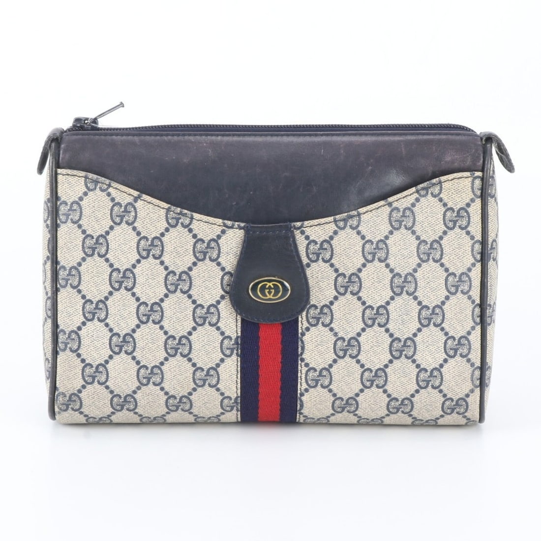 Gucci GG Supreme Leather Second Bag Clutch Handbag Pouch Navy Blue Men's: --- Catalog ---Category: SizeSize (HxWxD): 16cm x 23cm x 5cm / 6.29'' x 9.05'' x 1.96''Category: DesignType: Clutch bag, PouchColor: NavyGender: MenMaterial: Leather , Coated canvas Category: GeneralB