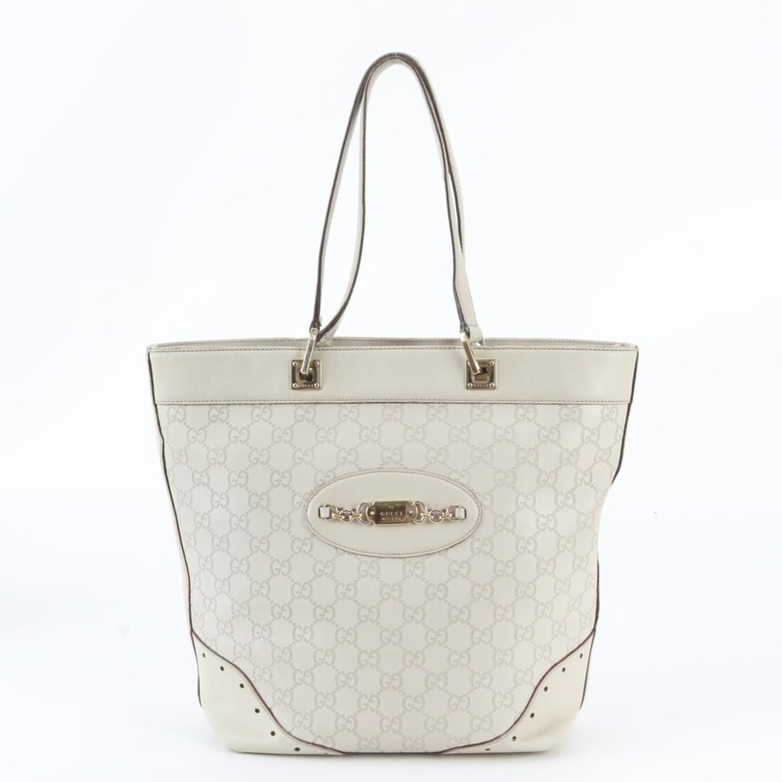 Gucci Guccissima Horsebit 145984 Leather Tote Bag Handbag Shoulder for Women: --- Catalog ---Category: SizeSize (HxWxD): 31cm x 25cm x 12cm / 12.2'' x 9.84'' x 4.72''Category: DesignType: Handbag, Shoulder bag, Tote bagColor: IvoryGender: WomenMaterial: Leather Category: Genera
