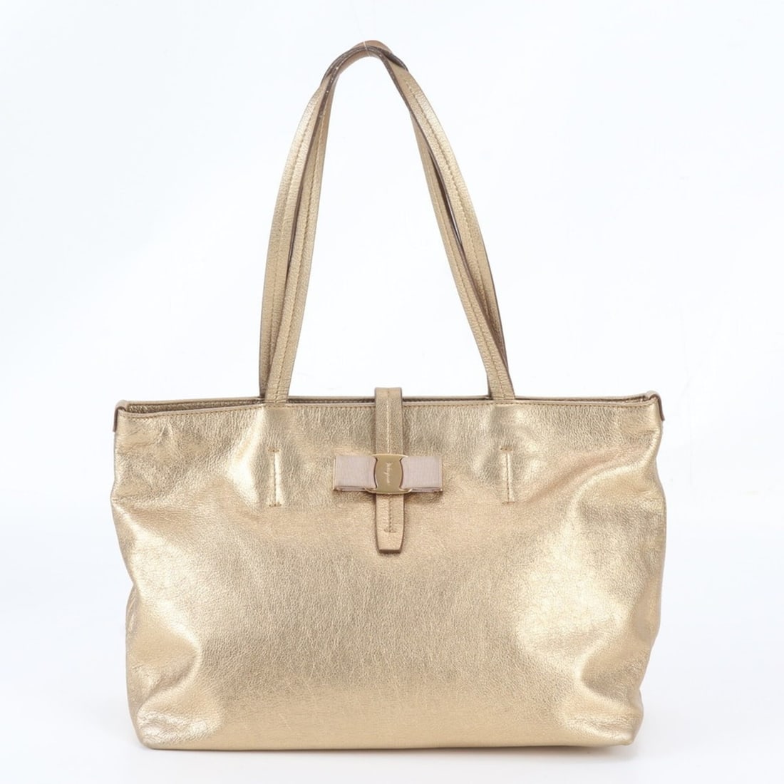 Salvatore Ferragamo Vara Ribbon Leather Tote Bag, Handbag, Shoulder Gold, Women's: --- Catalog ---Category: SizeSize (HxWxD): 23cm x 31cm x 17cm / 9.05'' x 12.2'' x 6.69''Category: DesignType: Handbag, Shoulder bag, Tote bagColor: GoldGender: WomenMaterial: Leather Category: General