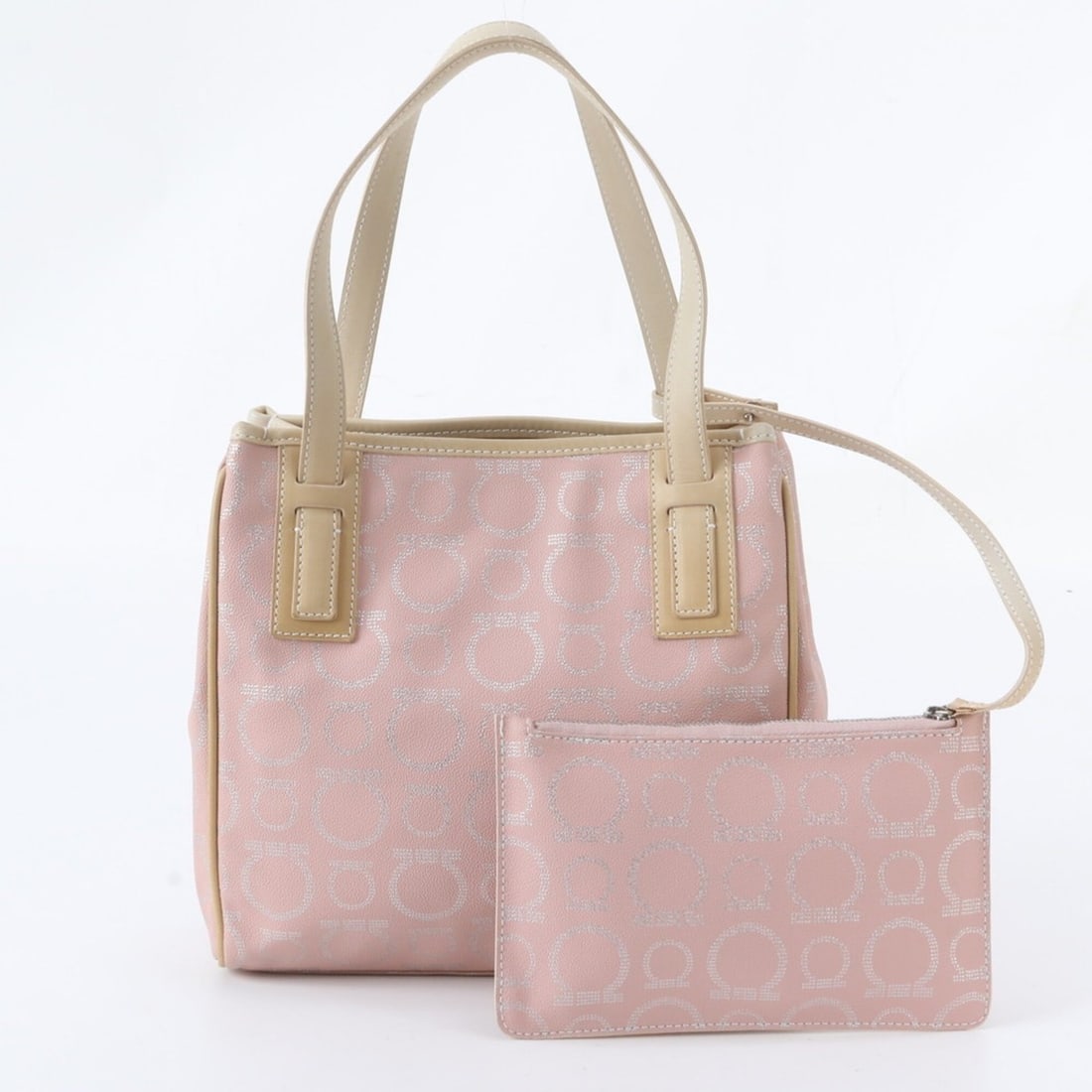 Salvatore Ferragamo handbag with pouch, Gancini leather tote bag, handbag, shoulder women's handbag. (1 of 12)