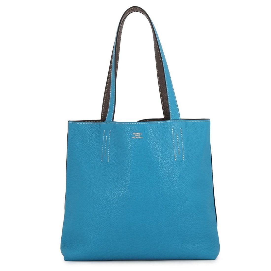 Hermes Double Sens 28 Tote Bag, Etoupe Blue Zanzibar, Taurillon Clemence Leather, A Stamp,: --- Catalog ---Category: SizeWeight: 420g / 14.81oz.Size (HxWxD): 26.5cm x 28cm x 9.5cm / 10.43'' x 11.02'' x 3.74''Category: DesignType: Handbag, Tote bagColor: EtainGender: WomenClosure: OpenMateria