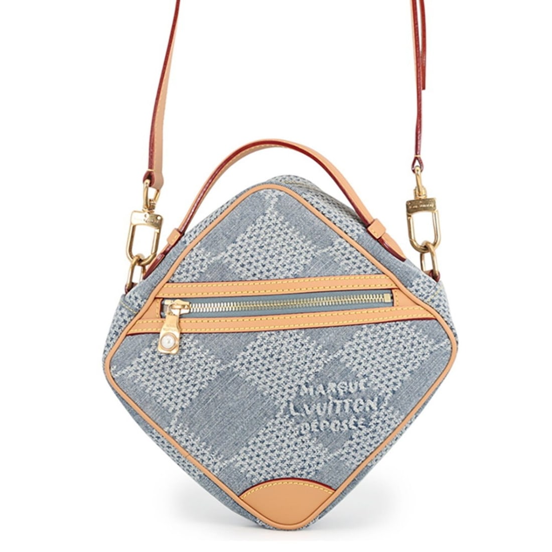 Louis Vuitton Damier Denim 3D Cotton Shoulder Bag, N40706; Handbag; Handbag for Men; LOUIS VUITTON: --- Catalog ---Category: SizeWeight: 540g / 1.19lb.Size (HxWxD): 23.5cm x 24cm x 7.5cm / 9.25'' x 9.44'' x 2.95''Strap Length: 97.5cm - 121.5cm / 38.38'' - 47.83''Category: DesignType: Handbag, Should
