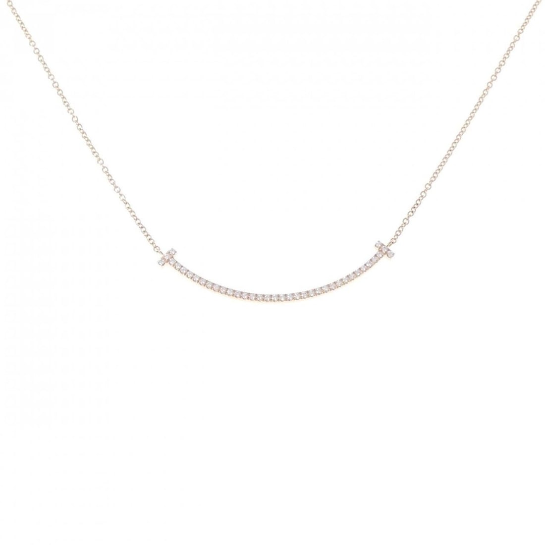 Tiffany T Smile Small Necklace: --- Catalog ---Category: SizePendant Size: 3.5mm x 37.1mm / 0.13'' x 1.46''Neck Circumference: 41 cm / 16.14''Category: DesignGender: WomenMaterial: Pink gold (18K)Pendant Type: PendantNecklace Type: