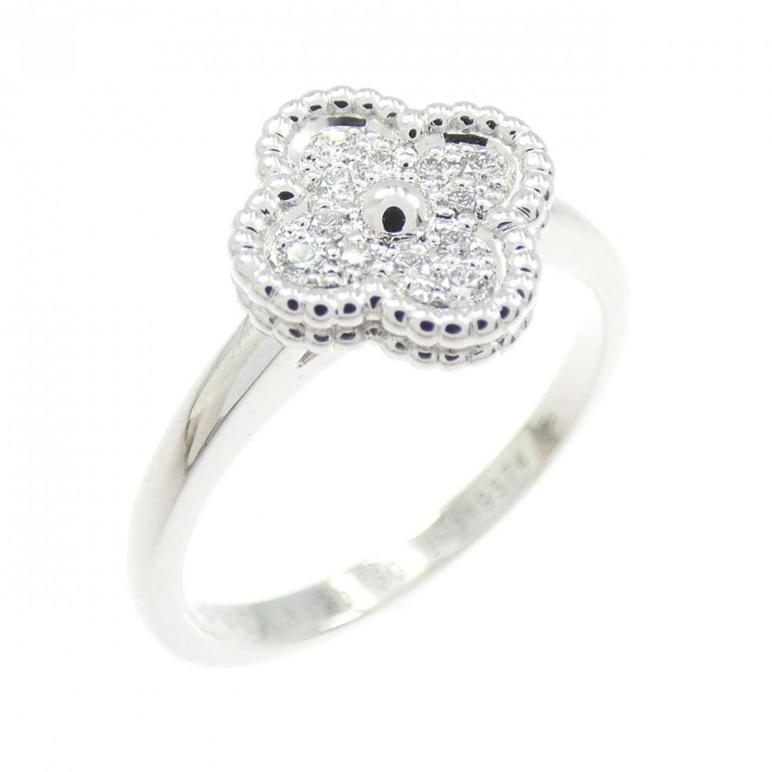 Van Cleef & Arpels Sweet Alhambra Ring: --- Catalog ---Category: SizeUS Size: 5.5Brand Size: 50Category: DesignType: Band ringGender: WomenMaterial: White gold (18K)Category: GeneralMPN: VCARO85800Brand: Van Cleef & Arpels--- Item List