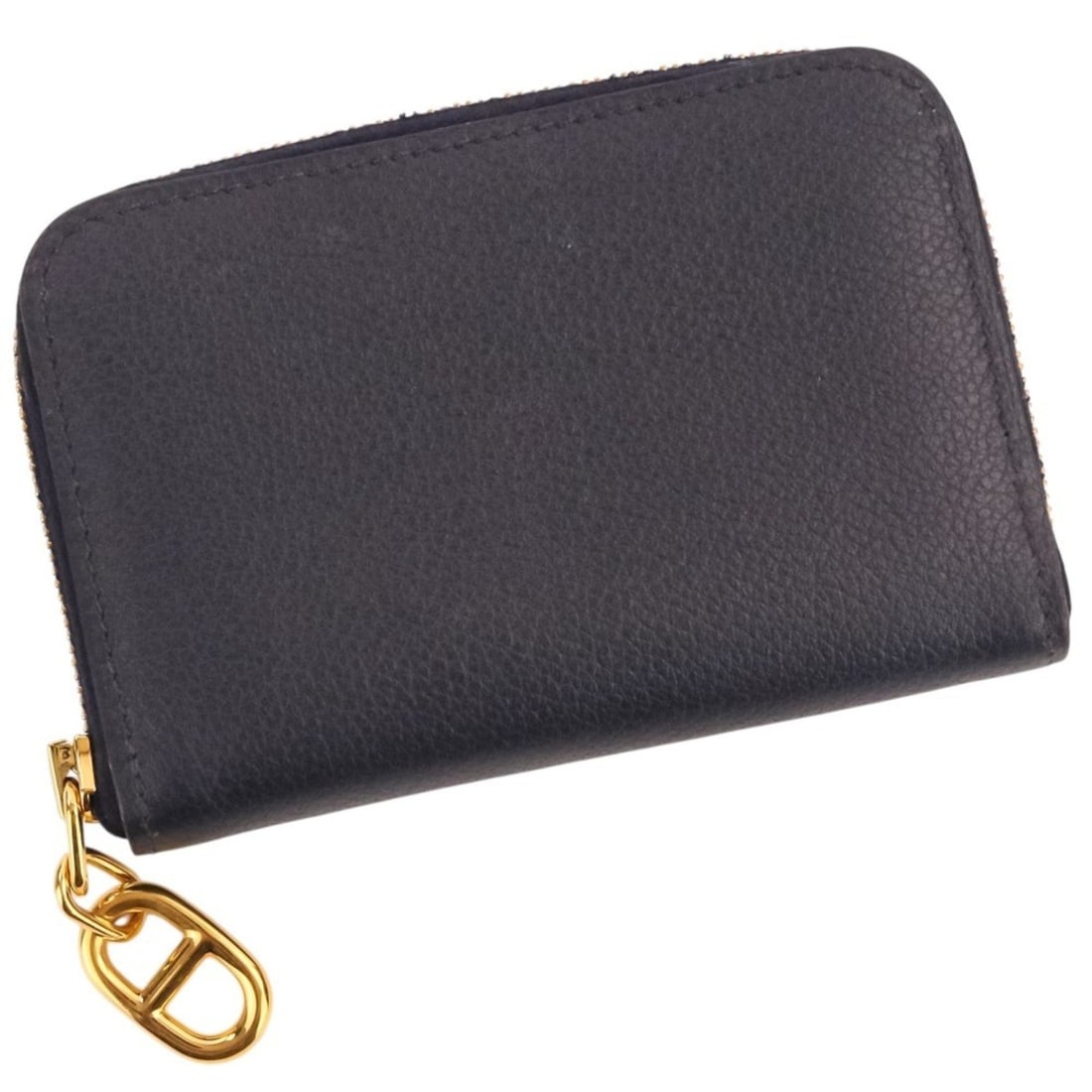HERMES Chaine d'Ancre Zip Ango Compact Wallet, Blue Nuit, B stamp, Women's (1 of 10)