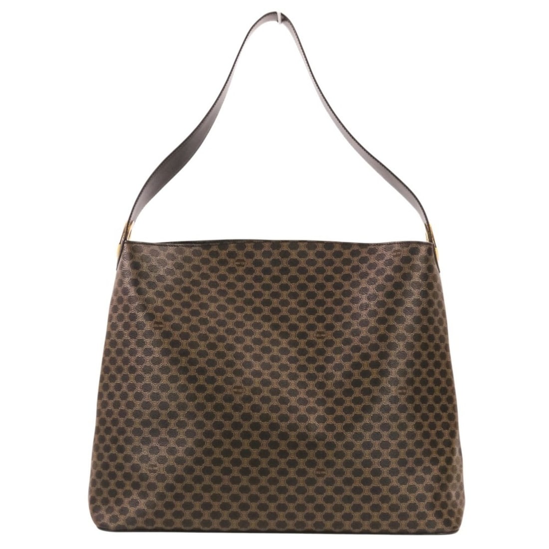 CELINE Vintage Macadam Pattern One-Shoulder Bag, Brown & Black, Women's: --- Catalog ---Category: SizeSize (HxWxD): 33cm x 39cm x 13cm / 12.99'' x 15.35'' x 5.11''Strap Length: 66cm / 25.98''Category: DesignType: Shoulder bagColor: Black, BrownGender: WomenMaterial: PVC Ca