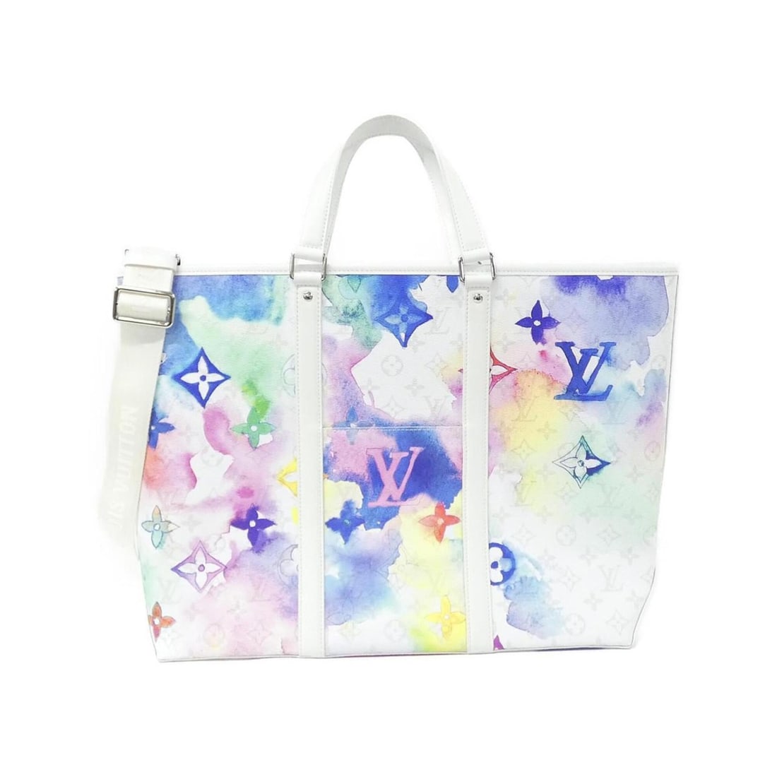 Louis Vuitton Monogram Watercolor Weekend Tote GM M45754 Handbag: --- Catalog ---Category: SizeSize (HxWxD): 34cm x 51cm x 15cm / 13.38'' x 20.07'' x 5.9''Category: DesignType: Handbag, PouchColor: Multi-color, WhiteGender: Women,MenMaterial: Coated canvas Hardware 