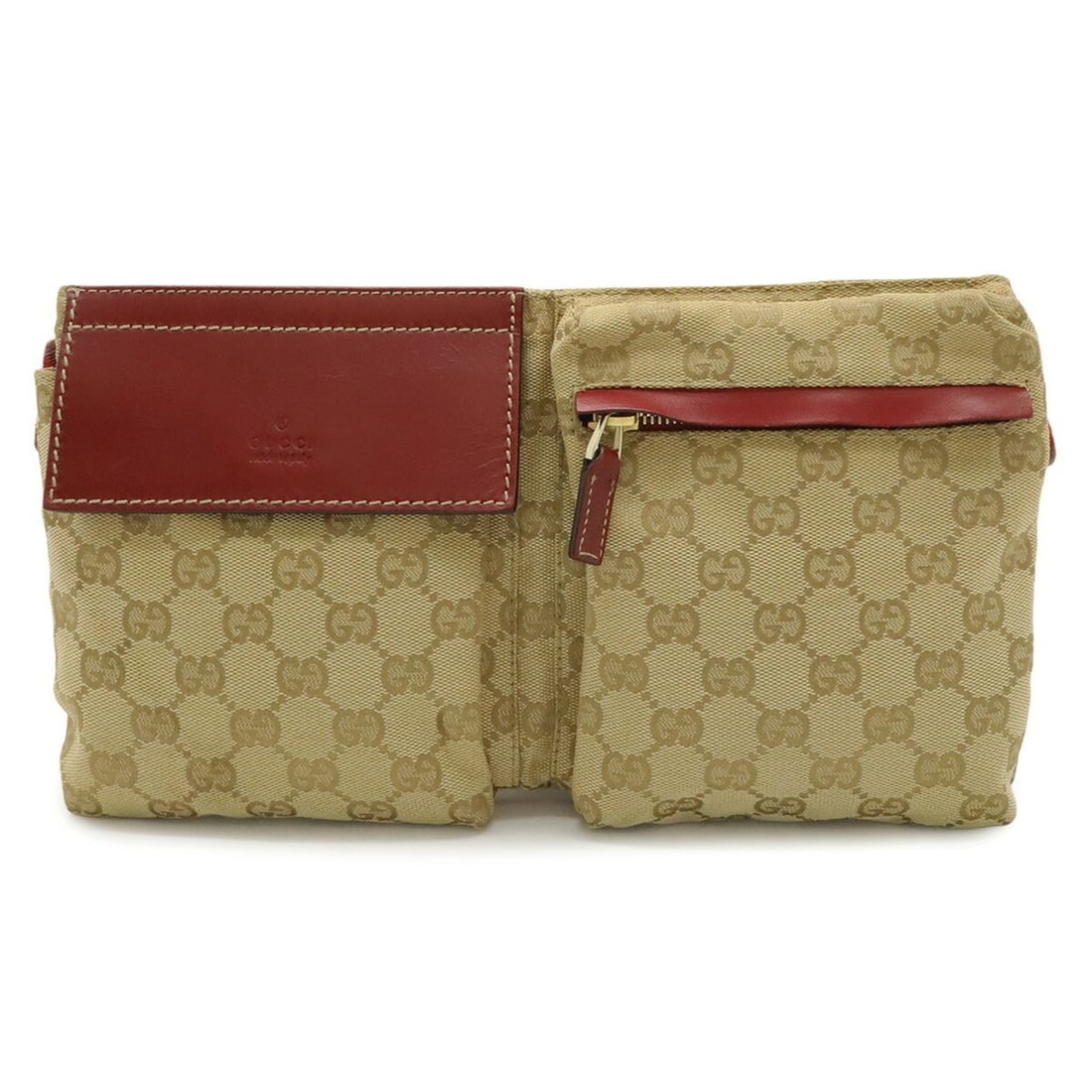 GUCCI GG Canvas Sherry Line Bag, Body Waist Pouch, Hip Leather, Beige, Pink Red, 28566: --- Catalog ---Category: SizeSize (HxWxD): 16cm x 28.5cm / 6.29'' x 11.22''Category: DesignType: Fanny pack, Sling bagColor: Beige, Pink redGender: Women,MenMaterial: Canvas , Leather Category: Genera